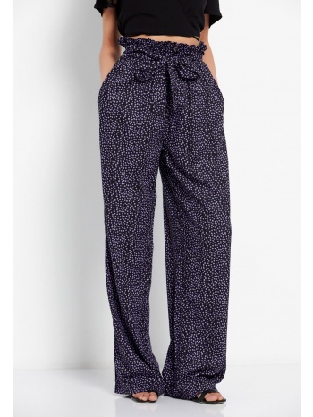 wide leg εμπριμέ παντελόνα με ελαστική μέση