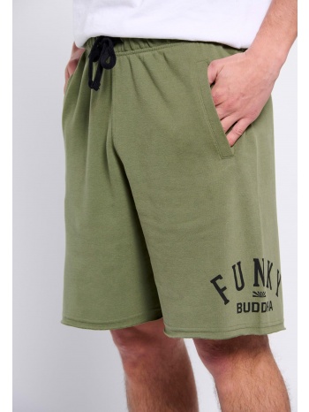 αθλητική βερμούδα με branded τύπωμα & raw edges