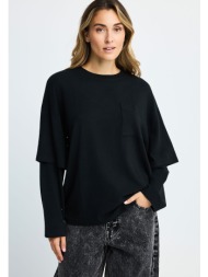 γυναικεία oversized μπλούζα με layered μανίκι