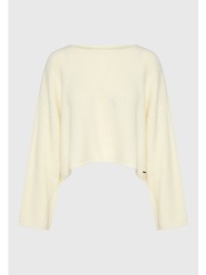 γυναικεία oversized cropped πλεκτή μπλούζα με μαλλί