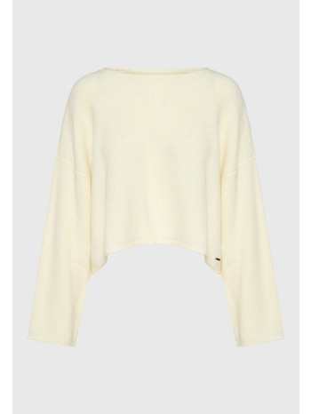 γυναικεία oversized cropped πλεκτή μπλούζα με μαλλί
