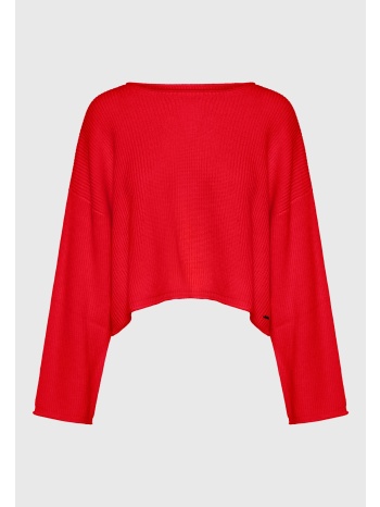γυναικεία oversized cropped πλεκτή μπλούζα με μαλλί