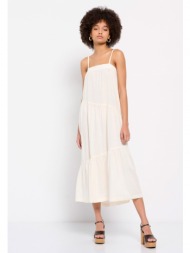 linen blend μίντι φόρεμα