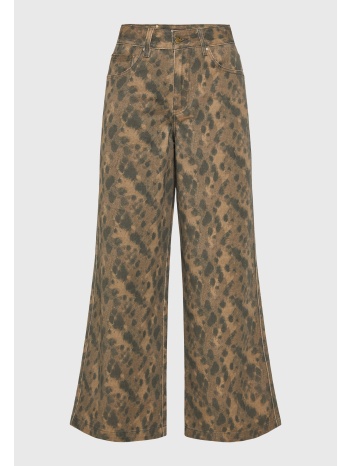 ψηλόμεσο animal print τζιν παντελόνι wide leg