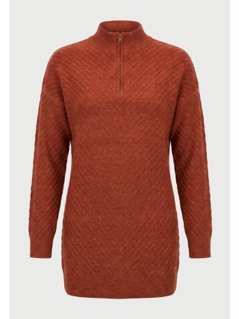 γυναικείo mini φόρεμα half zip με chevron πλέξη