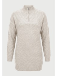 γυναικείo mini φόρεμα half zip με chevron πλέξη