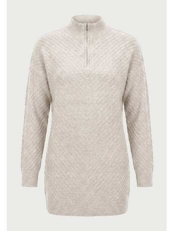 γυναικείo mini φόρεμα half zip με chevron πλέξη