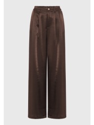 γυναικείο σατινέ παντελόνι wide leg με πιέτες