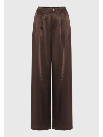 γυναικείο σατινέ παντελόνι wide leg με πιέτες
