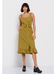 linen blend μίντι φόρεμα