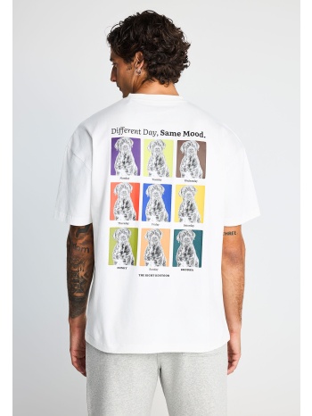 t-shirt oversized με πολύχρωμη στάμπα στην πλάτη
