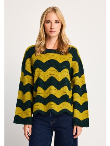 γυναικεία οversized πλεκτή μπλούζα με wavy pattern