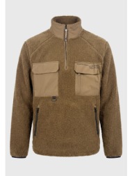 ανδρικό relaxed fit φούτερ sherpa fleece half-zip