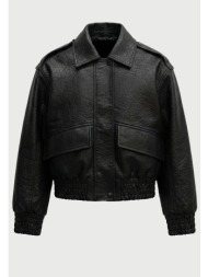 γυναικείο faux leather aviator jacket