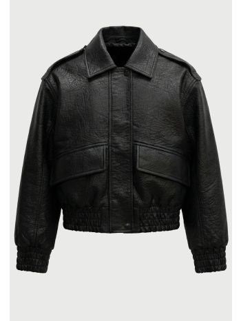 γυναικείο faux leather aviator jacket
