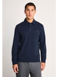 μακρυμάνικη polo μπλούζα με peached υφή