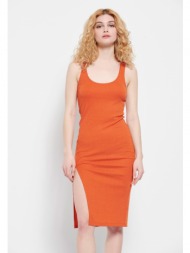 φόρεμα rib με σκίσιμο στο πλάι