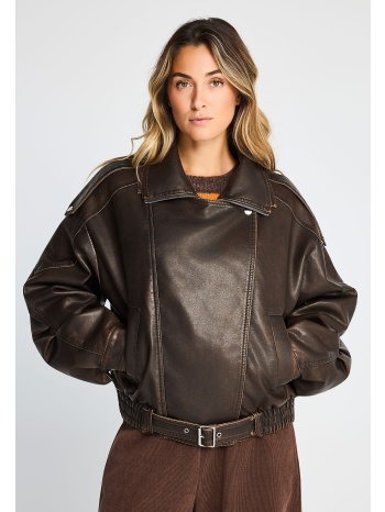 γυναικείο relaxed fit biker jacket