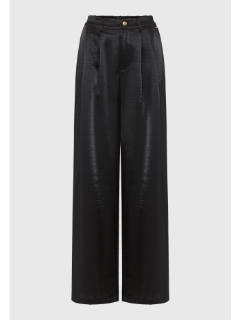γυναικείο σατινέ παντελόνι wide leg με πιέτες