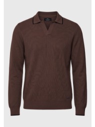 ανδρική πλεκτή μπλούζα polo με v-notch άνοιγμα