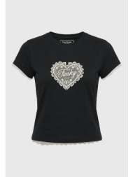 γυναικείο t-shirt με στάμπα και δαντέλα