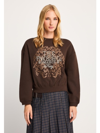 γυναικείο loose fit φούτερ crewneck με πέρλες
