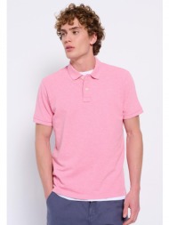 μπλούζα polo σε μελανζέ ύφασμα