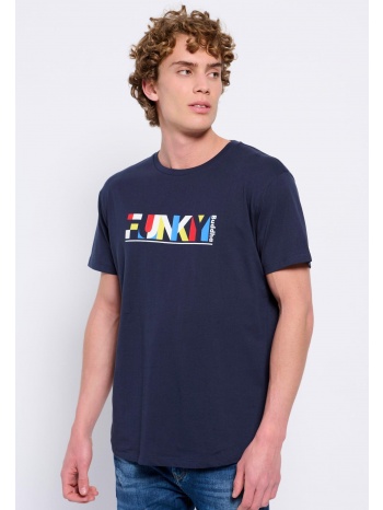 loose fit t-shirt με colorblock branded τύπωμα