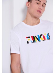 loose fit t-shirt με colorblock branded τύπωμα