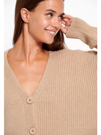 πλεκτή ζακέτα με φουσκωτά μανίκια