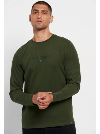 μακρυμάνικη μπλούζα με τύπωμα στο στήθος