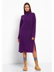 μίντι πλεκτό φόρεμα με πλαϊνά σκισίματα