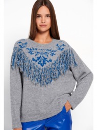 boho πλεκτή μπλούζα με ...