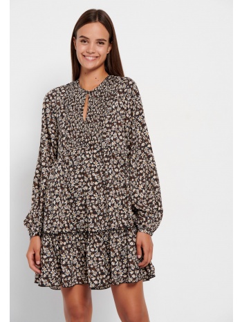 μίνι φλοράλ φόρεμα με βολάν