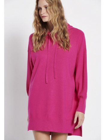 relaxed fit μίνι πλεκτό φόρεμα με κουκούλα