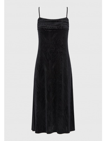 midi ντραπέ βελουτέ φόρεμα