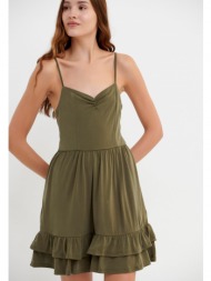 μίνι φόρεμα με τιράντες και βολάν
