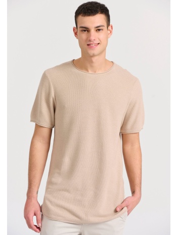 πλεκτή κοντομάνικη μπλούζα με basket weaving