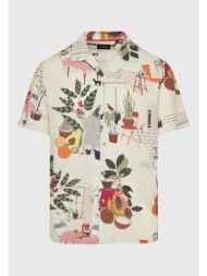 linen blend πουκάμισο με all over τύπωμα