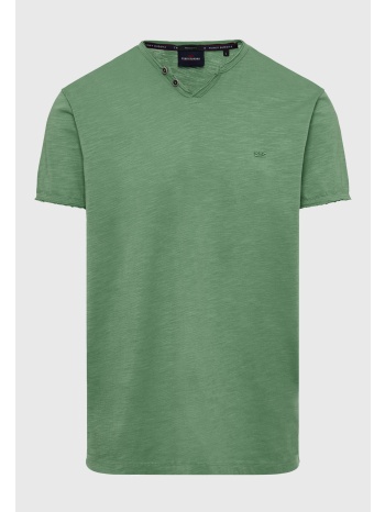 t-shirt με λαιμό henley και raw cuts - the essentials