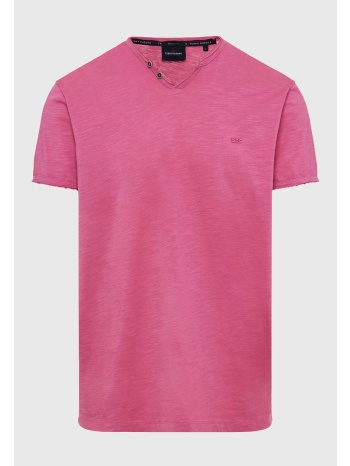 t-shirt με λαιμό henley και raw cuts - the essentials