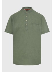 relaxed fit linen blend πουκαμίσα με λαιμό mao