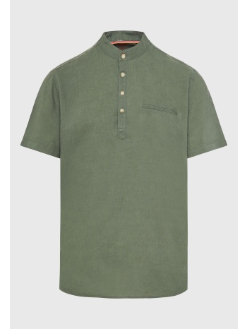 relaxed fit linen blend πουκαμίσα με λαιμό mao