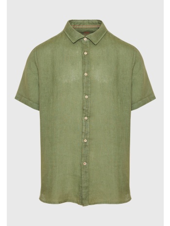 garment dyed κοντομάνικο λινό πουκάμισο