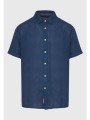 garment dyed κοντομάνικο λινό πουκάμισο