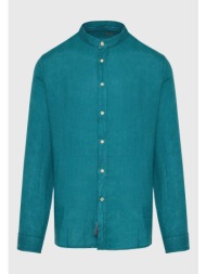 garment dyed λινό πουκάμισο με λαιμό mao
