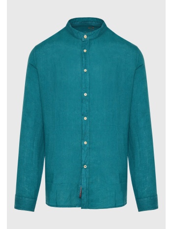 garment dyed λινό πουκάμισο με λαιμό mao
