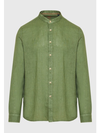 garment dyed λινό πουκάμισο με λαιμό mao