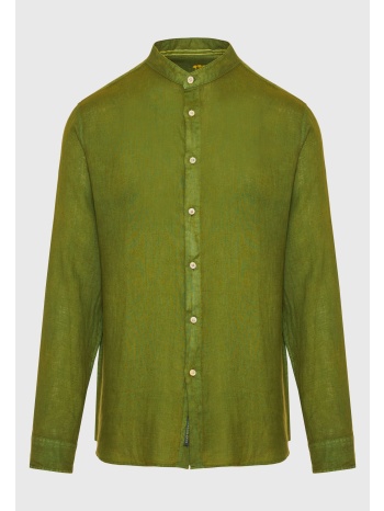 garment dyed λινό πουκάμισο με λαιμό mao