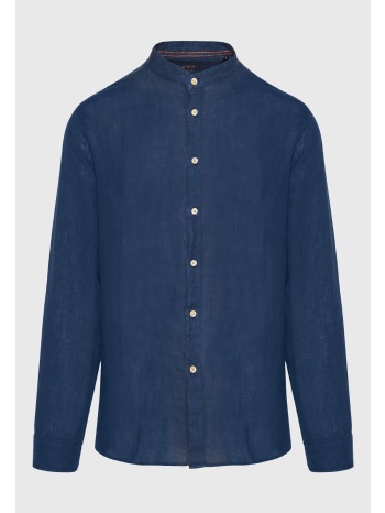garment dyed λινό πουκάμισο με λαιμό mao